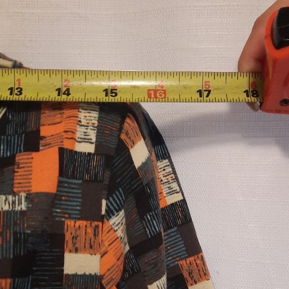 LuLaRoe Black and Orange Sheath Midi Dress Scoop Neck Short Sleeve - Picture 6 of 7